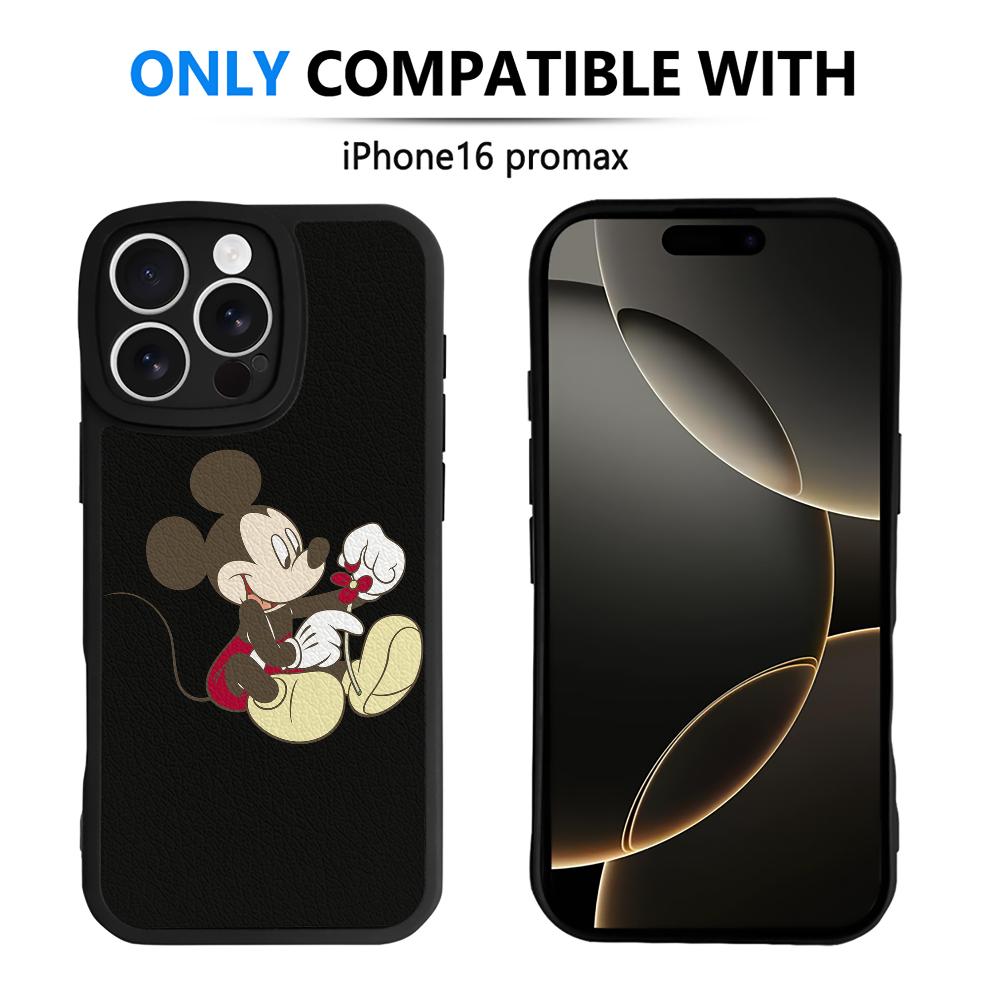 （画像用） ミッキーマウス Mickey Mouse 【iPhone 16シリーズ対応】シリコンスマホケース（レザー調） 材質：シリコン